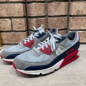 NIKE Air Max 90 USA Smoke Grey Fire Red Phantom Navy Blue DM0029-005 Mens 12